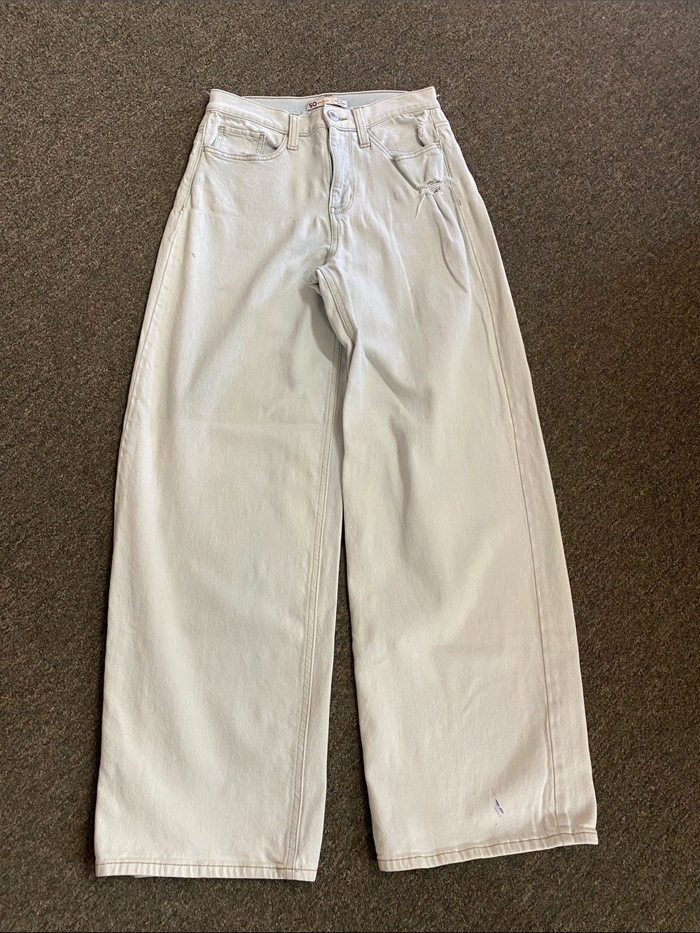 SO White Wide-Leg High-Rise Jeans